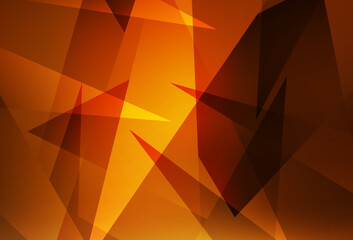 Dark Orange vector backdrop with lines, triangles.