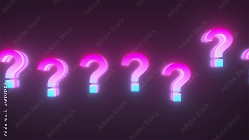 Poster neon questions marks. computer generated 3d render