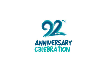 92th, 92 years, 92 year anniversary celebration fun style logotype. anniversary white logo with green blue color isolated on white background, vector design for celebrating event