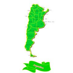 Vector map of Argentina with subregions in green country name in red
