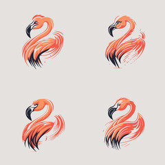 Obraz premium vector flat flamingos collection in a different style drawing