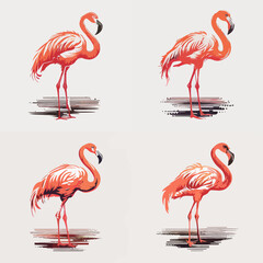 vector flat flamingos collection in a different style drawing
