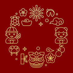 Chinese cartoon elements template vector illustration