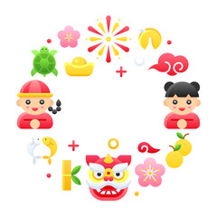 Naklejka premium Chinese cartoon elements template vector illustration