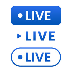 live icon set design blue colour for social media live