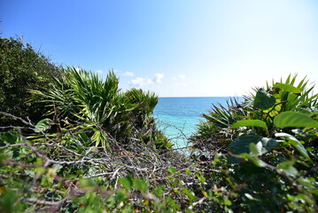 the Caribbean sea seen from the Tulum fortress 9