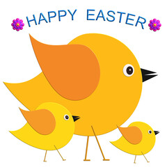 easter greeting card with chicks
