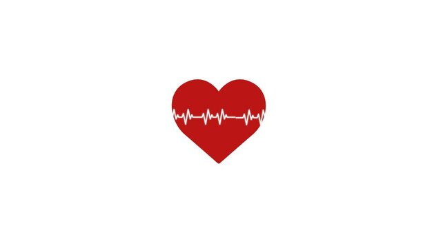 Heart Isometric health care concept red shape and heartbeat animation. Heartbeat flatline looping animation Valentine's Day - video stock video Heart Beat line Love Red Love line i love you
