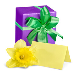 Gift box and fresh beautiful flower