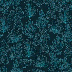 Modern line seashells, Seamless pattern