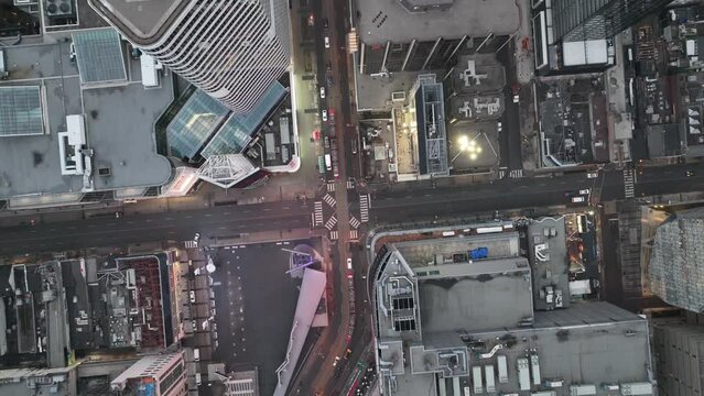 Aerial cinematic downtown Toronto dundas square monring 4