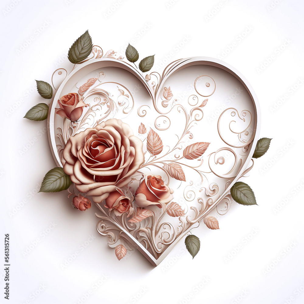 Wall mural heart made of roses