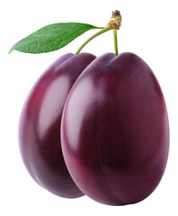 Two hanging plums cut out