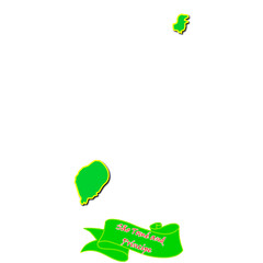 Vector map of São Tomé and Príncipe with subregions in green country name in red
