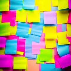 Sticky notes on a wall. 