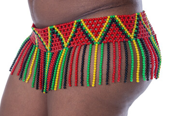 african woman beads zulu skirt used in traditional dancing