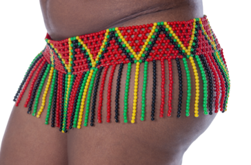african woman beads zulu skirt used in traditional dancing