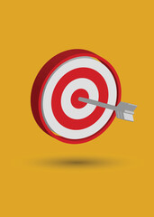Target with an arrow 3d icon concept market goal vector design.