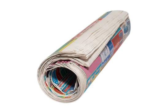 Rolled newspapers in PNG isolated on transparent background