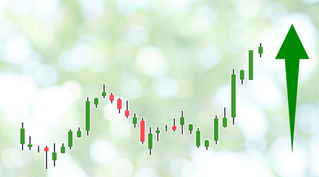 Stock market trading candlestick chart exchange. Stock broker monitor economic graph with diagrams. Candlestick strategy indicator with bullish and bearish engulfing pattern is a style of financial.