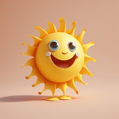 Cute Cartoon Sun Character (Generative AI)