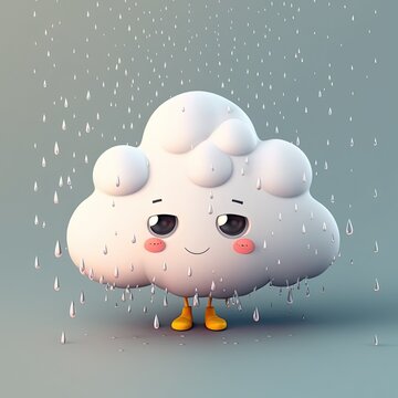 Cute Cartoon Rain Cloud Character