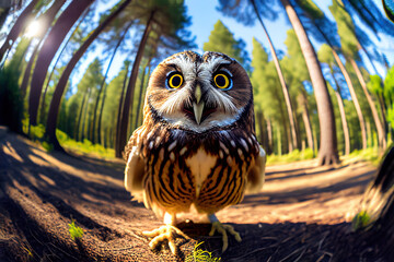 close-up of Owl, most beautiful birds of the world, Generative AI