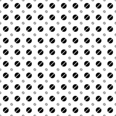 Square seamless background pattern from geometric shapes are different sizes and opacity. The pattern is evenly filled with big black pill symbols. Vector illustration on white background