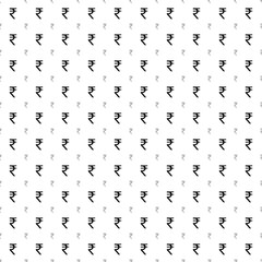 Square seamless background pattern from black indian rupee symbols are different sizes and opacity. The pattern is evenly filled. Vector illustration on white background