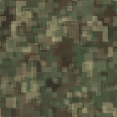 Abstract seamless pattern with khaki and brown colored chaotic overlap pixels