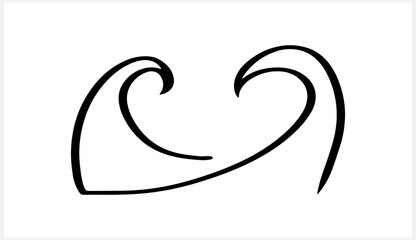 Sketch water wave clipart isolated. Hand drawn art line. Vector stock illustration. EPS 10