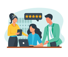 Customer satisfaction. Feedback. Rating on customer service illustration. Website rating feedback and review concept. Flat vector illustration