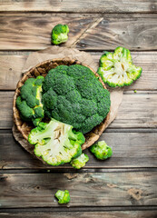 Ripe broccoli in the basket.