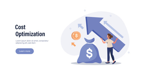 Cost optimization concept. Idea of financial and marketing strategy. Cost and income balance. Spending and cost reduction, while maximizing business value. Isolated flat illustration vector