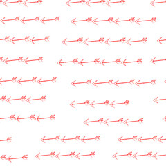 Seamless vector pattern of red flying arrows. Valentine's Day Concept