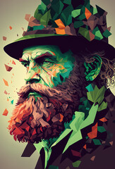 Leprechaun of St. Patricks day wearing his hat. Eire, Irland, Saint Patrick. Illustration, generative art.