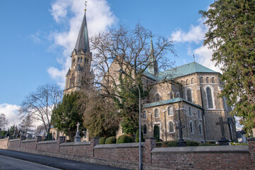Fototapeta na wymiar Aachen januar 2023: St. Severin is a Catholic church in Aachen-Eilendorf