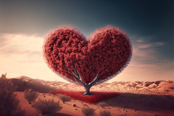 Fototapeta premium Tree in the shape of heart, valentines day background