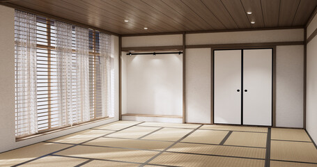 Muji style, Empty wooden room,Cleaning japandi room interior,