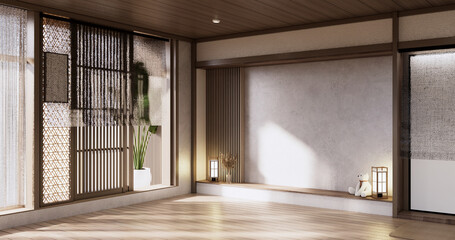 Muji style, Empty wooden room,Cleaning japandi room interior,