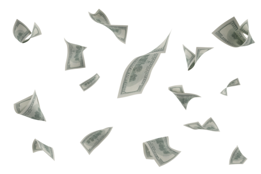 Money banknotes flying, concept of economic wealth and success