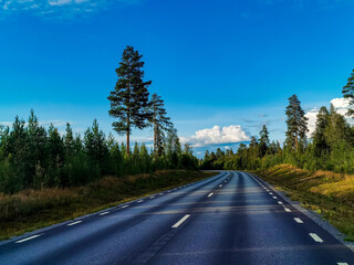 Naklejka premium road to the mountains , image taken in sweden, scandinavia, , europe