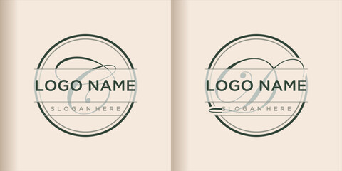 set initial logo design template C D