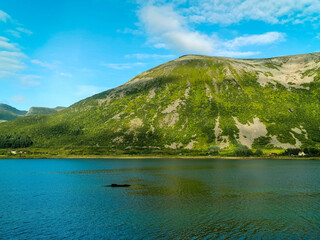 lake and mountains , image taken in Lofoten Islands, Norway, Scandinavia, North Europe