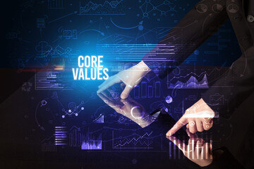 Businessman touching huge screen concept