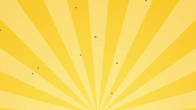 Yellow sunburst with scattered confetti