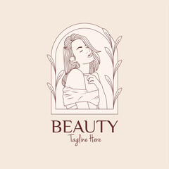Beauty woman luxury line art logo design
