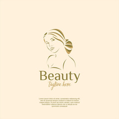 Feminine beauty woman face logo template