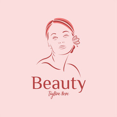 beautiful woman logo with ear flower