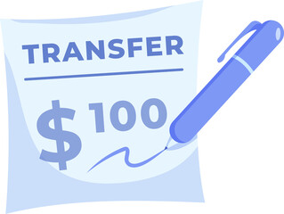 Document with dollar sign and text, another  is signing it. Concept of loan agreement, bank loan, getting money in debt, financial deal